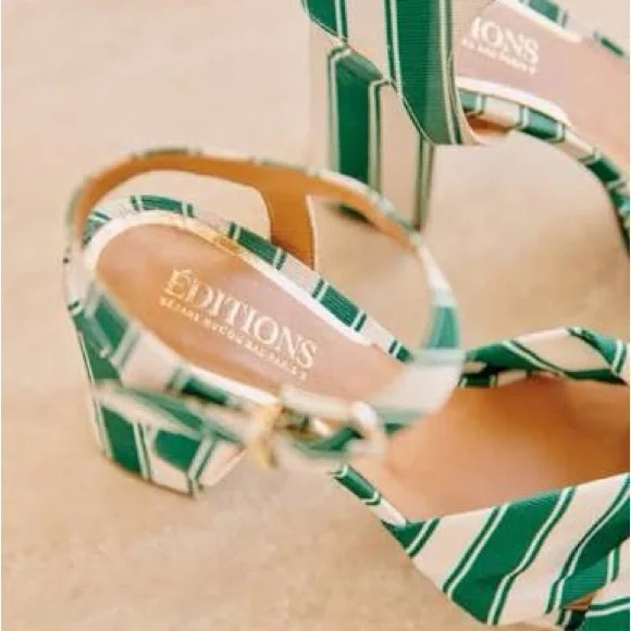 NIB | Sezane Editions ‘Carmela’ High Sandals Green Str… - Picture 3 of 12